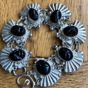 Spectacular Vintage Taxco Mask Bracelet